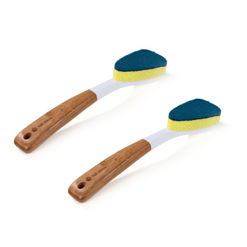 2PK Full Circle Laid Back 2 Dish/Plate Sponge Triangle w/ Bamboo Handle