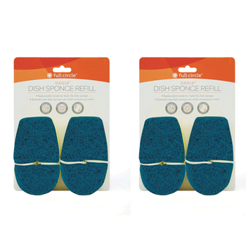 2x 2pc Full Circle Suds Up Dish/Plate Sponge Refill Replacement Head