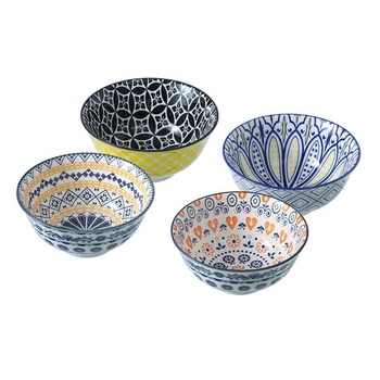 4PK Lemon & Lime Moroccan Deco 15.5cm Ceramic Serving Bowl - Assorted