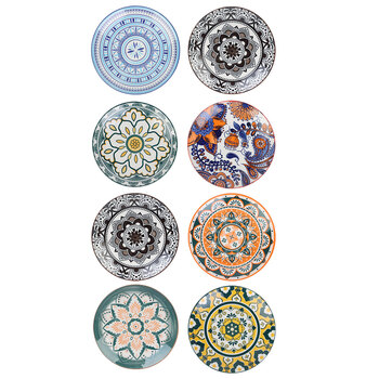 8PK Lemon & Lime Moroccan 19cm Deco Ceramic Side Plate - Assorted