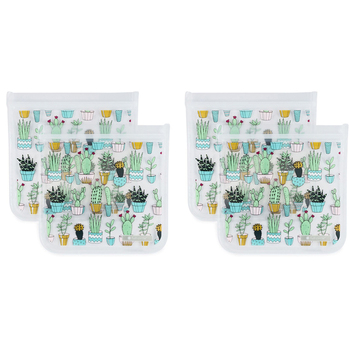 2x 2pc Full Circle Ziptuck Reusable 830ml/8cm Sandwich Bag - Cactus