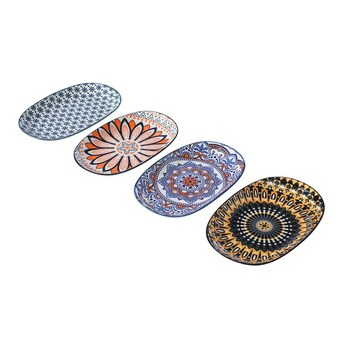4PK Lemon & Lime Moroccan Deco 24x15.5cm Ceramic Oval Platter - Assorted