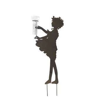  Large Powder Coated Steel Boy/Girl with Rain Gauge Brown Assorted