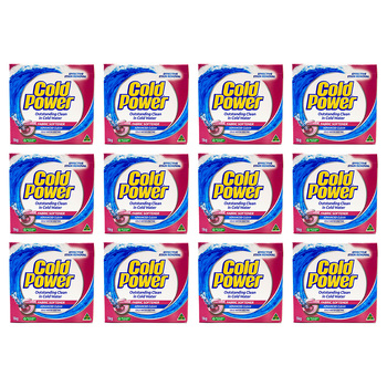 12PK Cold Power Laundry Detergent Powder Advanced Clean w/ Fabric Softener 1kg