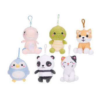 6PK Kawaii Kuties Bagclip Plush/Soft Toy Series 1 12cm For Ages 3y+ Assorted