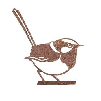  Bird/Wren Silhouette Base Outdoor Decoration 10x10cm Rust Assorted