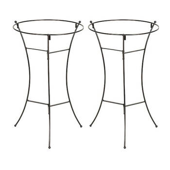 2PK 3 Legged Powder Coated Metal Bird Bath Stand 57x37cm Matte Black