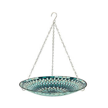  Glass Mosaic Outdoor Garden Hanging Bird Bath 35x5cm Green