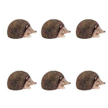 6PK Small Resin Echidna Indoor Home Decoration 5x3cm Brown