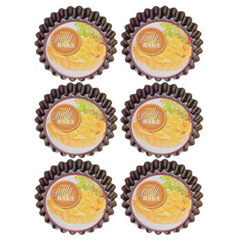 6PK Daily Bake Non-Stick Quiche Pan Loose Base Bakeware 10x2cm - Black