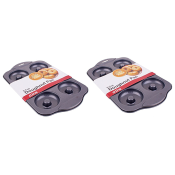 2PK D.Line Daily Bake Non Stick 6 Cup Doughnut Pan Black