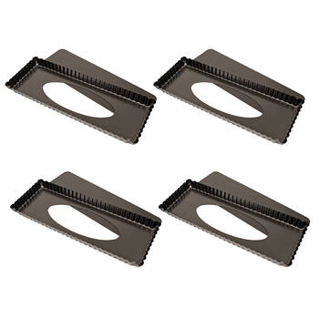 4PK Daily Bake Non-Stick Rectangle Tart Pan w/ Loose Base 36x13cm - Black