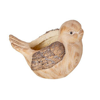  Poly Resin Tree Bird Outdoor Decoration Planter Pot 25x32cm Natural