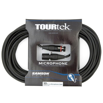 TourTek 15.24m XLR Microphone Cable Male to Female Connector Black
