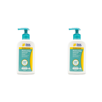 2PK Cancer Council 200ml Moisturising Sunscreen SPF50+ w/ Aloe Vera & Vitamin E