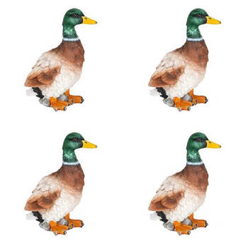 4PK Resin Duck Outdoor Home Decoration Orange/Green Assorted