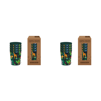 2x 4pc Animal Kingdom Kids/Children Water Drink Cup 13cm - Green