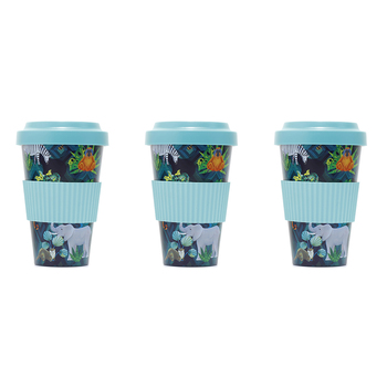 3PK Animal Kingdom Travel Mug Kids/Children Drink Cup 15cm - Teal