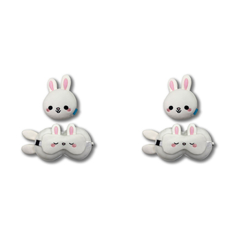 2x 2pc Relaxeazzz Rabbit Pillow Plush & Sleeping Eye Mask - White