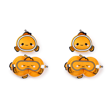 2x 2pc Relaxeazzz Clownfish Pillow Plush & Sleeping Eye Mask - Orange