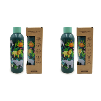 2PK Animal Kingdom 530ml Stainless Steel Drink Bottle - Green