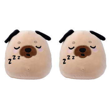 2PK Squidglys 24cm Pug Animal Plush Kids/Children Pillow 3y+