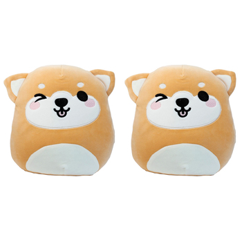 2PK Squidglys 24cm Shiba Inu Animal Plush Kids/Children Pillow 3y+