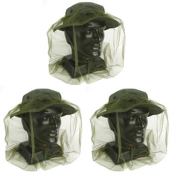 3PK AgBoss Mosquito Head Net WIth Elasticated Bands 50x43x30cm Green