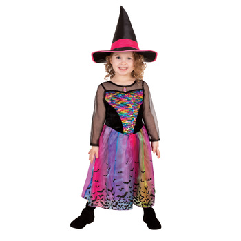 Rubies Rainbow Colour Magic Witch Deluxe Kids Girls Dress Up Costume - Size S