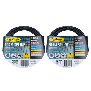 2PK Cyclone Pro Foam Spline 5mm x 6.5m For Fly Fly Screen Frame