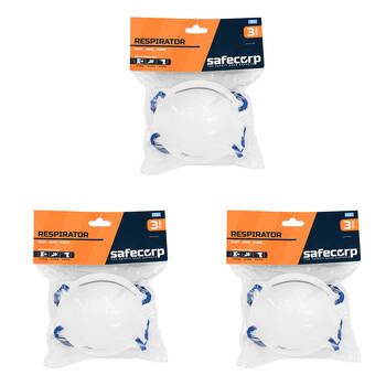 3x 3pc Safecorp P2 Rating Anti-Fog Disposable Resipirator Mask Dust/Mist/Fumes