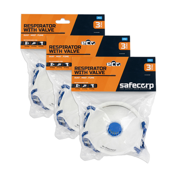 3x 3pc Safecorp P2 Valve Dust Masks Protective Face Covering PPE