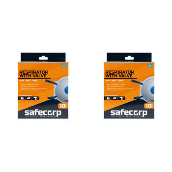2x 10pc Safecorp P2 Disposable Respirator Mask With Valve Dust/Mist/Fumes