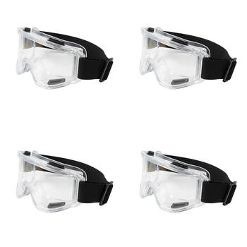 4PK Safecorp Clear PPE Safety Goggles Anti Fog UV Resistant Direct Vent Black
