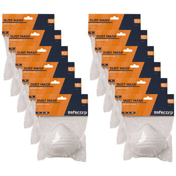 12x 10pc Safecorp Nuisance Cleaning Dust Mask 19.5x20cm - White