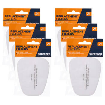 6PK Safecorp P2 Half Mask Respirator Replacement Filters 10.5x16cm - White