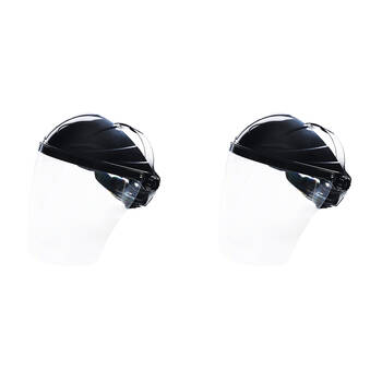2PK Safecorp Heavy Duty Face Shield with Brow Guard & 2mm Thick Clear Visor