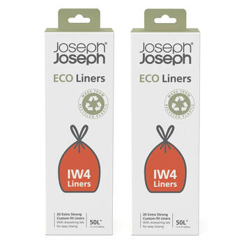 2x 20pc Joseph & Joseph IW4 Eco Liners 50L Plastic Bag - Grey