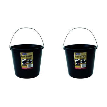 2PK Homeleisure Reko Plastic Flexi Bucket Round 10L Black 