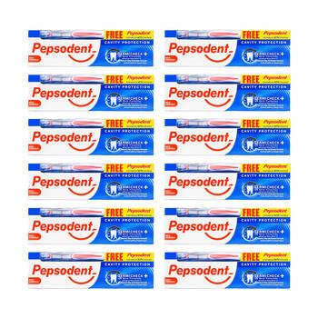 12PK Pepsodent 150g Toothpaste With Toothbrush Cavity Protection Germi Check