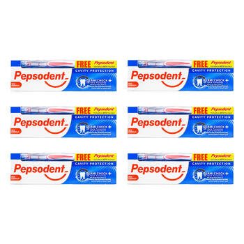 6PK Pepsodent 150g Toothpaste With Toothbrush Cavity Protection Germi Check