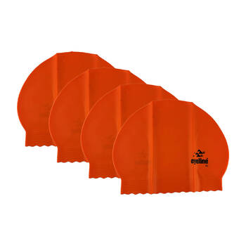 4PK Swim Fit Pure Latex Comfort Fitted Swimming Cap One Size Fits All Orange
