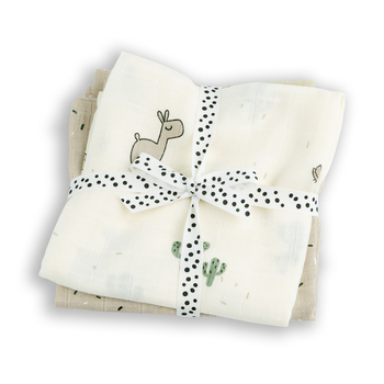 2pc Done By Deer 20cm Cotton Swaddle Lalee Baby/Newborn Blanket - Sand