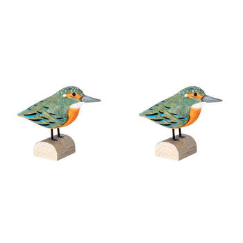 2PK Timber Kingfisher Indoor Home Decoration 23x9cm Green