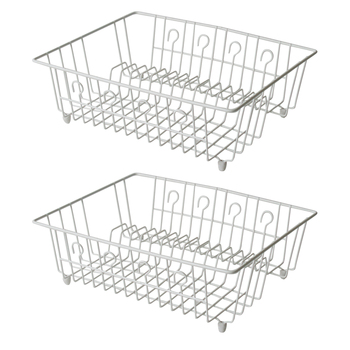 2PK Homeleisure PE Coated Dish Drainer Medium White  Utensils