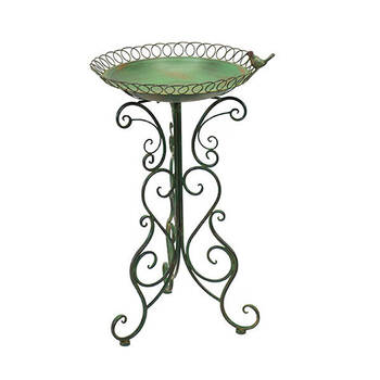  Powder Coated Steel Florentine Outdoor Bird Bath 50x46cm Green