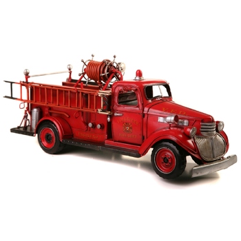 Boyle 45cm Chevy Fire Truck Metal Ornament Home Decor Red