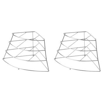 2PK Homeleisure Stainless Steel Corner Plate Stacker Silver 