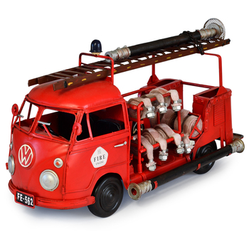 Boyle 34cm Volkswagen 1956 Red Type 1 Fire Truck Ornament Red Home Decor