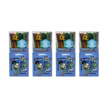 4PK Minecraft Theme Desk Caddy w/25 Colour Markers Kids Art/Craft Accessory